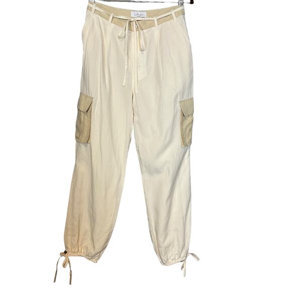 Academie White Cargo Pant MEDIUM Jogger Linen Revolve Baggy Designer $228 NEW - Picture 5 of 8